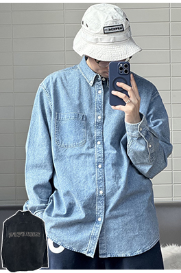 シュプリーム SUPREME アップリケ付きデニムカジュアル長袖シャツ