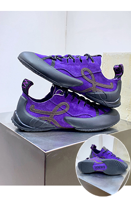ロエベコピー Grip Calfskin Suede Sneakers グリップシリーズ レトロ薄底カジュアルスニーカー