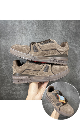ルイヴィトン LV Trainer ダークブラウンのカーキ色のスニーカーシリーズ