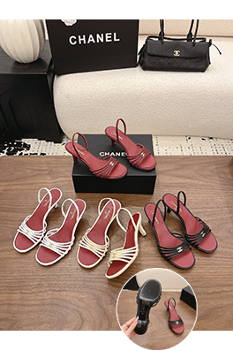 シャネル Spot Sale レディースストラップ付きミドルヒールサンダル