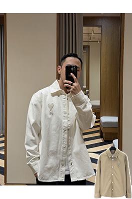 アミ ニットハート柄シャツジャケット