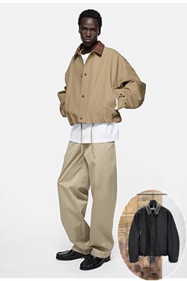 アクネストゥディオズ Acne Studios レザーロゴ入りツイルコットンジャケット