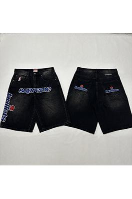 シュプリームコピー SUPREME コラボレーション風アップリケ付きレトロデニムショートパンツ