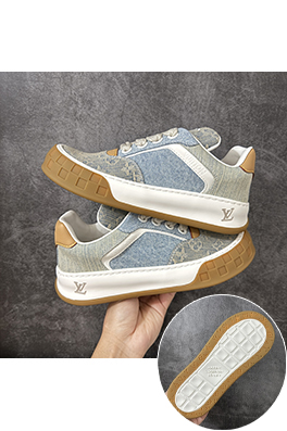 ルイヴィトン偽物 Tilted Low Sneakers 傾斜シリーズ ローカット デニム レトロカジュアルスニーカー
