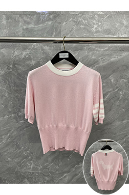 トムブラウン 綿100％ストレッチのクルーネックニット半袖Tシャツ