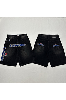 シュプリームコピー SUPREME コラボレーション風アップリケ付きレトロデニムショートパンツ