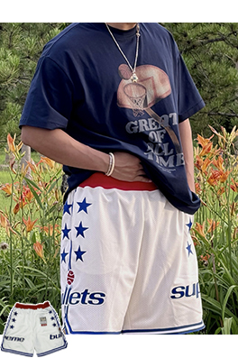 シュプリーム SUPREME カラーブロックのサイドストライプと星の刺繍が入ったアスレチックショーツ