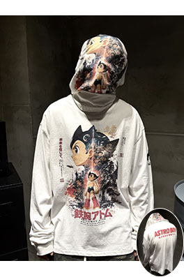 セント マイケルコピー クラシックなレトロストリートスタイルの白インク直刷り長袖シャツ
