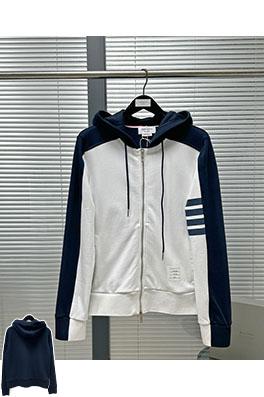 トムブラウン パッチワーク柄の糸染めフード付きジップアップスウェットジャケット