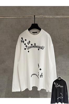クロムハーツスーパーコピー 新モデル前面と背面に刺繍入りレトロなダメージ長袖スウェットシャツ