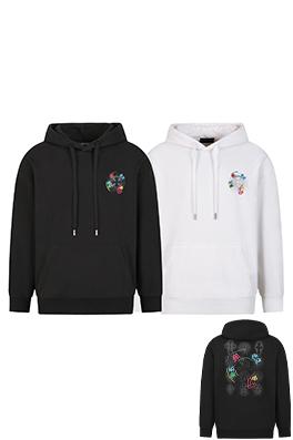 クロムハーツ 秋冬プリント＆刺繍入り450gフード付きスウェットシャツ