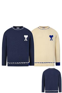 アミ偽物 新しいカラーブロックデザインの450gクルーネックセーター