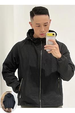 フェンディスーパーコピー ジャカード織りのフード付き防風ジャケット