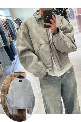アクネストゥディオズ偽物 Acne Studios クラシックなレザーカラーのダメージデニムコットンジャケット