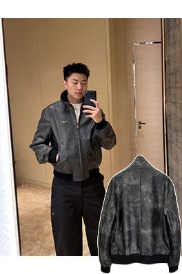 ルイヴィトンコピー レトロなレザージップアップジャケット