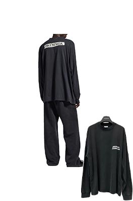 バレンシアガ偽物 Balenciaga ロゴ入りの白いテープの長袖シャツ