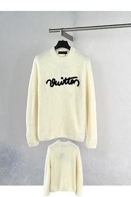 ルイヴィトン 筆記体文字刺繍入りラウンドネックニットセーター