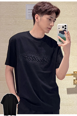 ルイヴィトンスーパーコピー グラデーションビーズ文字ロゴ入り半袖Tシャツ