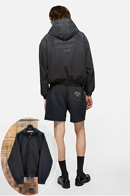 アクネストゥディオズ偽物 Acne Studios マイクロロゴプリント入りフード付きダメージジャケット