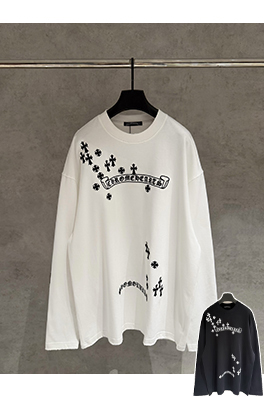 クロムハーツスーパーコピー 新モデル前面と背面に刺繍入りレトロなダメージ長袖スウェットシャツ