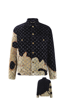 ルイヴィトン 燃える雲のプリントが入った襟付きカジュアルデニムジャケット