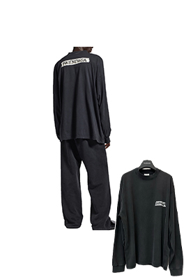 バレンシアガ偽物 Balenciaga ロゴ入りの白いテープの長袖シャツ