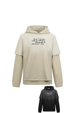 アクネストゥディオズコピー ロゴレイヤード・フード付きスウェットシャツ