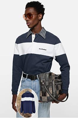 アクネストゥディオズスーパーコピー Acne Studios ストライプ襟の長袖スウェット