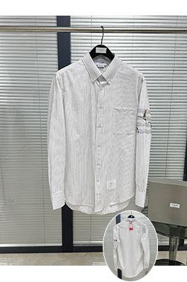 トムブラウン 刺繍入りの野生ガチョウ柄ストライプオックスフォードシャツ