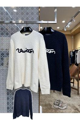 ルイヴィトンクルーネックのウールセータースーパーコピー 刺繍文字入りクルーネックウールセーター