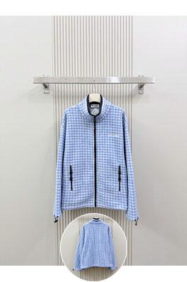 ミュウミュウ レトロなチェック柄のスタンドカラージップアップジャケット