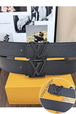ルイヴィトン 新モデルオールブラックのエンボスマットブラックバックルレザーベルト