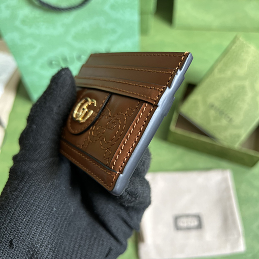 ブランド型番：723790    グッチ偽物  GG Matelassé カードケース   牛皮素材