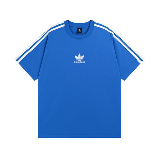 アディダス x バレンシアガ コラボ 半袖Tシャツ  ロゴ刺繍の綿Tシャツ 全4色