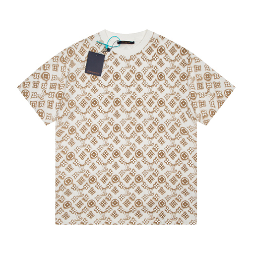 ルイヴィトン 半袖Tシャツ スーパーコピ LV モノグラムプリント半袖Tシャツメンズファッション