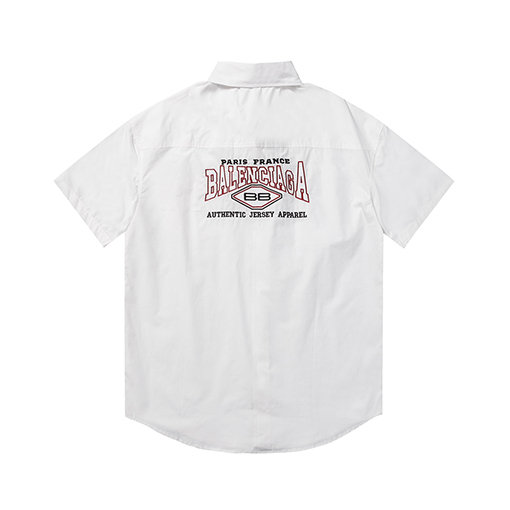 バレンシアガ シャツスーパーコピー 赤いBB刺繍ロゴショートスリーブシャツ