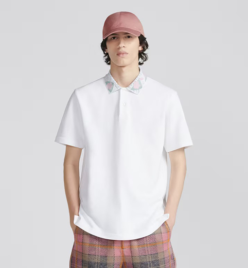 ディオール 半袖Tシャツ  DIOR 花柄襟付きショートスリーブPOLO Tシャツ