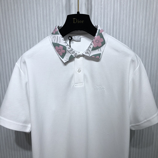 ディオール 半袖Tシャツ  DIOR 花柄襟付きショートスリーブPOLO Tシャツ