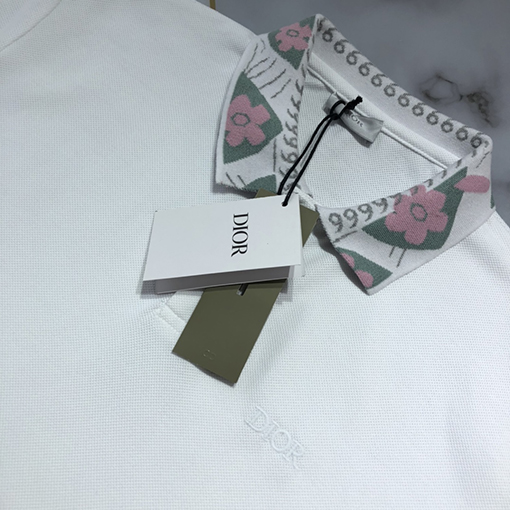 ディオール 半袖Tシャツ  DIOR 花柄襟付きショートスリーブPOLO Tシャツ