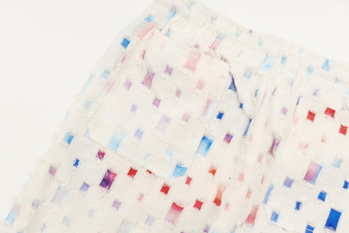 ヴィトン ハーフパンツ スーパーコピー Louis Vuitton ヴィトンの穴あきレインボーテクスチャーショートパンツ