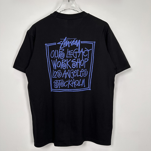 ステューシー   半袖Tシャツ スーパーコピー STUSSY X OUR LEGACY コラボ✦ DOT PIGMENT DYED TEEボックス文字プリント