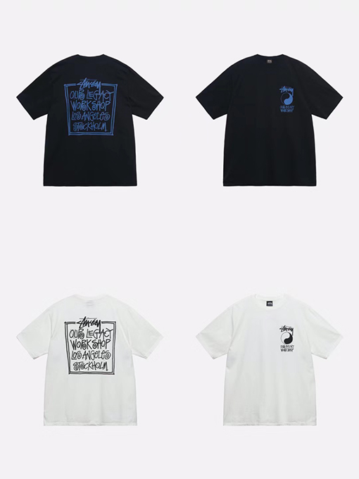 ステューシー   半袖Tシャツ スーパーコピー STUSSY X OUR LEGACY コラボ✦ DOT PIGMENT DYED TEEボックス文字プリント