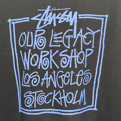 ステューシー   半袖Tシャツ スーパーコピー STUSSY X OUR LEGACY コラボ✦ DOT PIGMENT DYED TEEボックス文字プリント