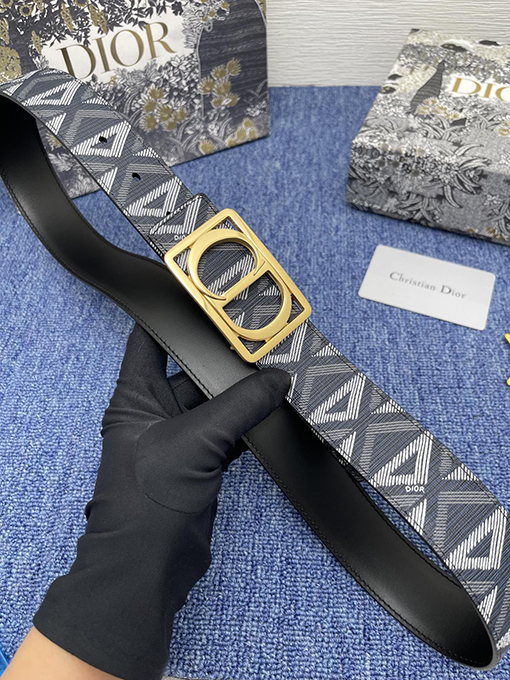 ディオール ベルトコピー DIOR アーカイブ ネイビーブルー CDダイヤモンド パターン ベルト