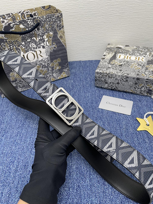 ディオール ベルトコピー DIOR アーカイブ ネイビーブルー CDダイヤモンド パターン ベルト