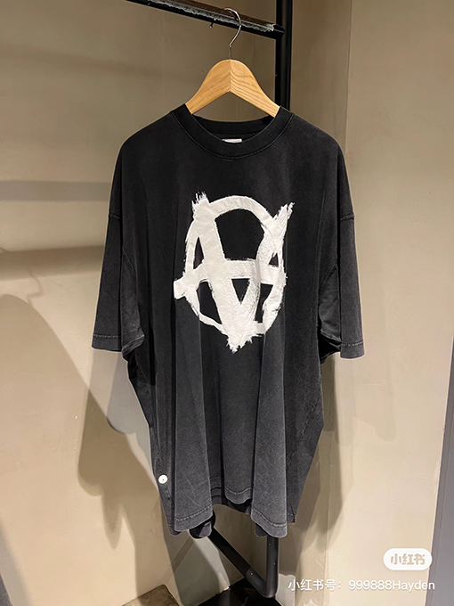 ヴェトモン 半袖Tシャツ スーパーコピー  VETEMENTS 反転アナーキーシンボルプリントウォッシュ