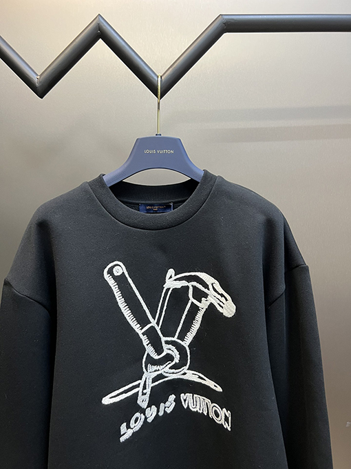 ヴィトン スウェットTシャツ   Louis Vuittonスーパーコピー パターン刺繍スウェットTシャツ