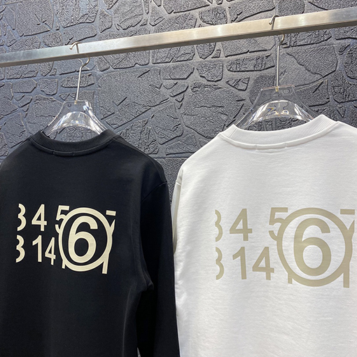 マルタンマルジェラ  スウェットTシャツ コピー  Maison Margiela 黄色数字プリント スウェット長袖 Tシャツ