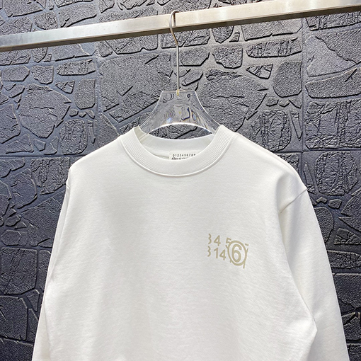 マルタンマルジェラ  スウェットTシャツ コピー  Maison Margiela 黄色数字プリント スウェット長袖 Tシャツ