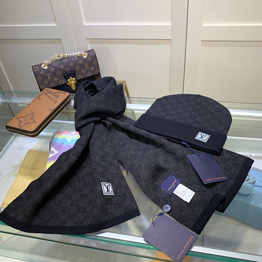 ヴィトン マフラーセット スーパーコピー Louis Vuitton ウールとカシミアのセットシリーズ